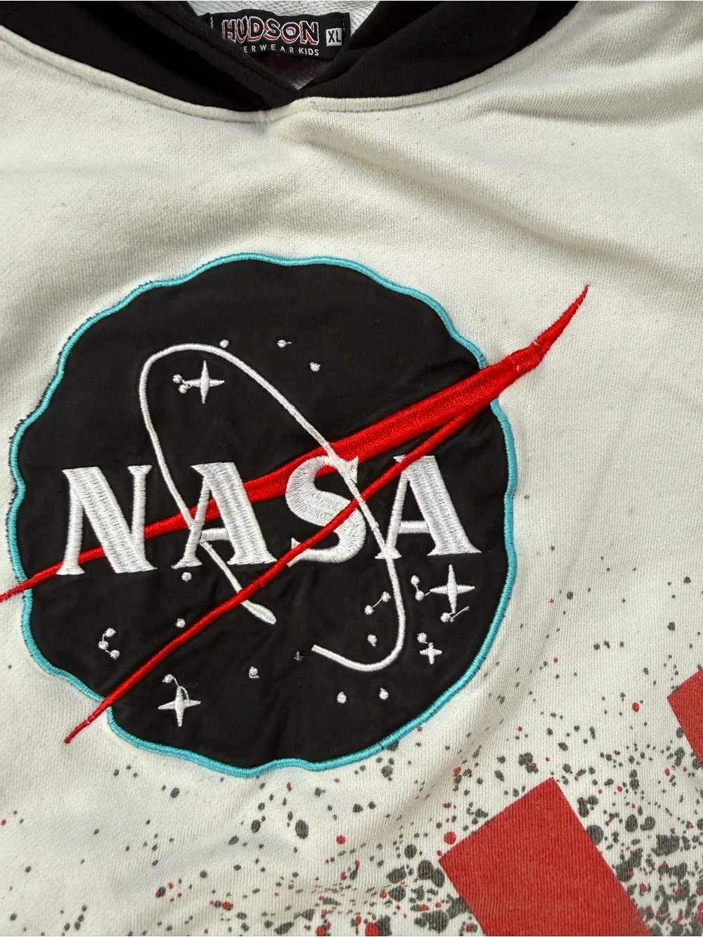 Hudson Outerwear Kids NASA Graphic Hoodie Sweatshirt White Black Youth XL